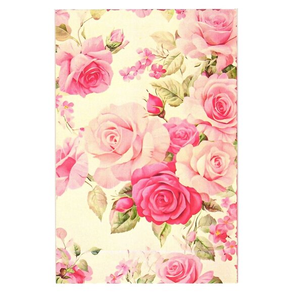 Unbranded Other - Floral Rose Art Postcard Print Shabby Chic Pink Green Grandma Gift Valentine